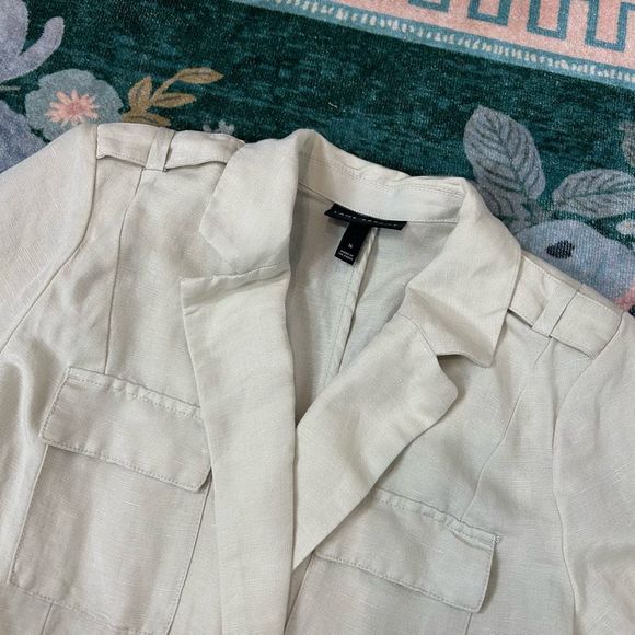 Lane Bryant Womens Belted Linen Jacket Sz 16 Utility Unstructured Beige Relaxed - Picture 7 of 16